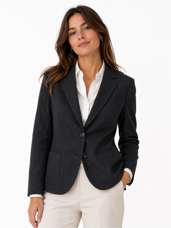 LOFT Jackets & Blazers - Ann Taylor LOFT Petites Black Pinstripe Wool Blazer 6P Career